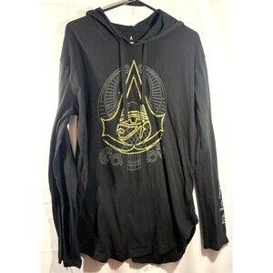 Assassin's Creed  Origins Black w Gold Hooded Long Sleeve Pullover Size Large